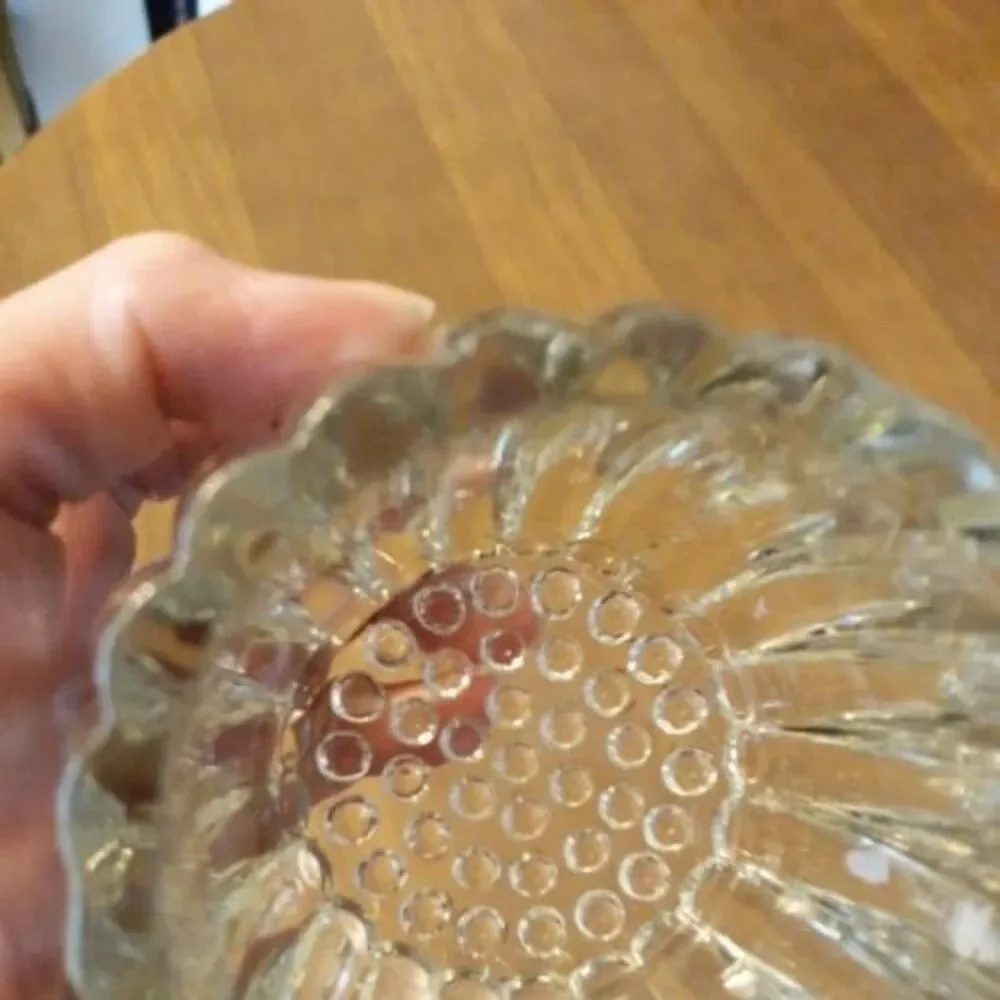 Jeannette Glass Relish Jar with Lid National Clear Ribbed & Dot Design